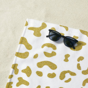 Toalla De Playa Leopardo de oro, Purpurina de oro, impresión de le