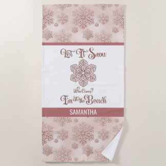 Toalla De Playa Let it Snow–Funny Christmas Beach Pink