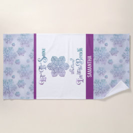 Toalla De Playa Let it Snow–Funny Christmas Beach Purple