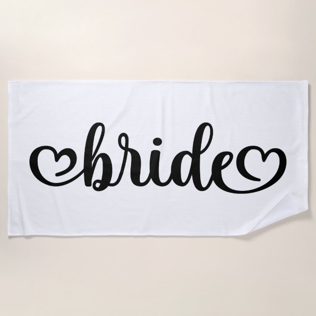 Toalla De Playa Lettering Hearts Bride (Anverso)