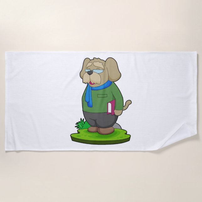 Toalla De Playa Libro del profesor de perro (Anverso)