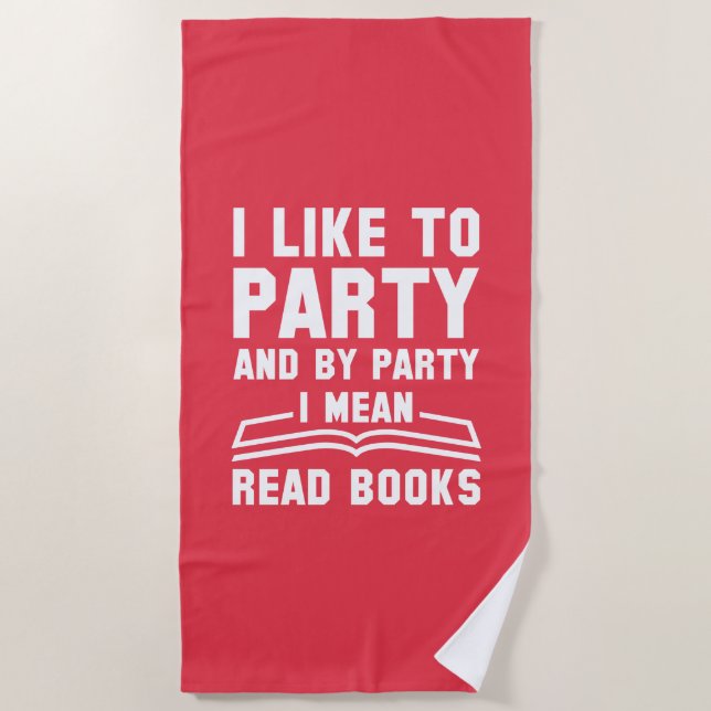 Toalla De Playa Libros de lectura de fiestas (Anverso)