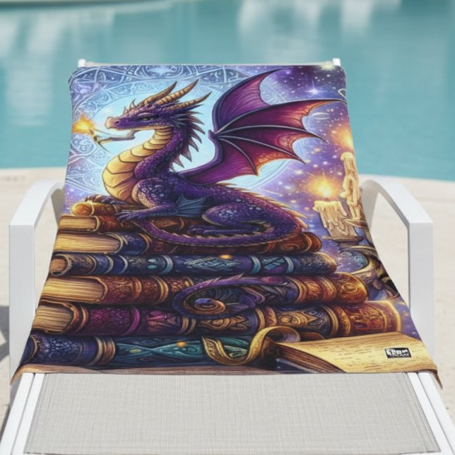 Toalla De Playa Libros de mago de dragón místico (Subido por el creador)