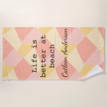 Life is better at beach yellow orange boho rustic