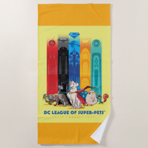 Toalla De Playa Liga DC de Super Mascotas Metropolis Towers