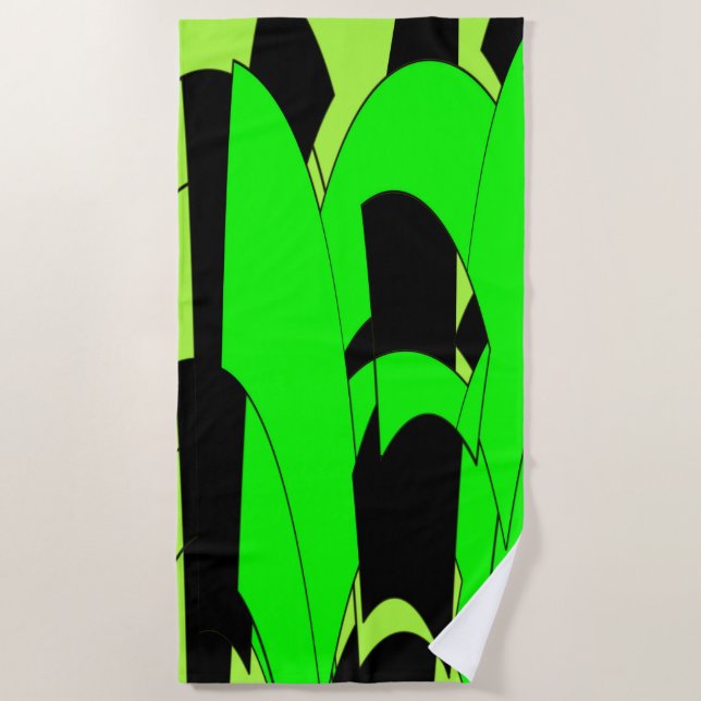 Toalla De Playa Lime Green y Black Modern Splash (Anverso)