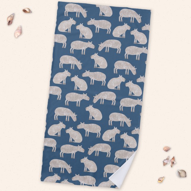 Toalla De Playa Lindo carpincho (Fun Capybara pattern beach towel)