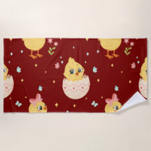 Lindo pollito de Pascua con lazo rosa patrón sin c