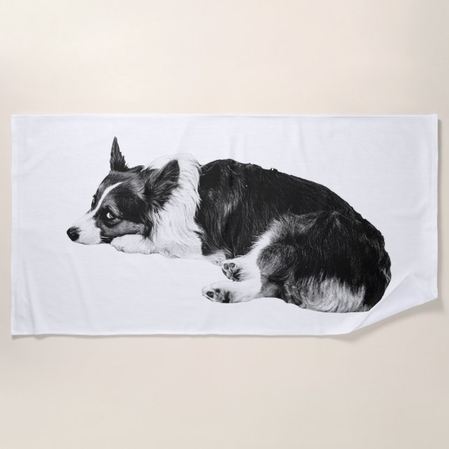 Toalla De Playa Línea Silenciada de Corgi (Anverso)