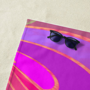 Toalla De Playa Líneas curvadas de seda abstractas en rosa