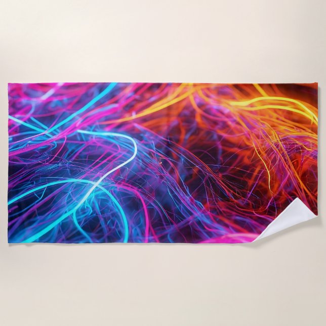 Toalla De Playa Líneas de Neon (Anverso)