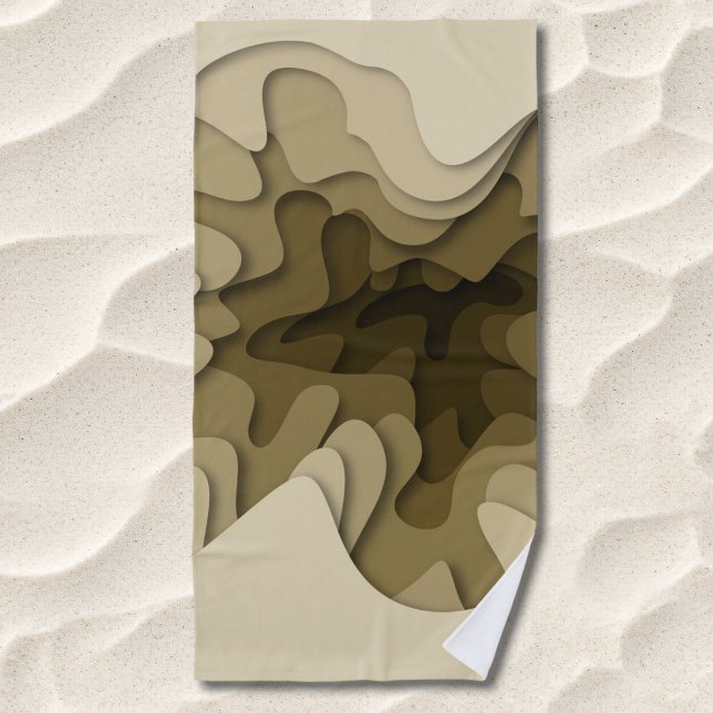 Toalla De Playa Líneas Onduladas Marrones Elegantes de Verano (Subido por el creador)