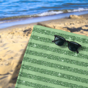 Toalla De Playa Líneas Verticales Simples con Brillo en Verde Bosq