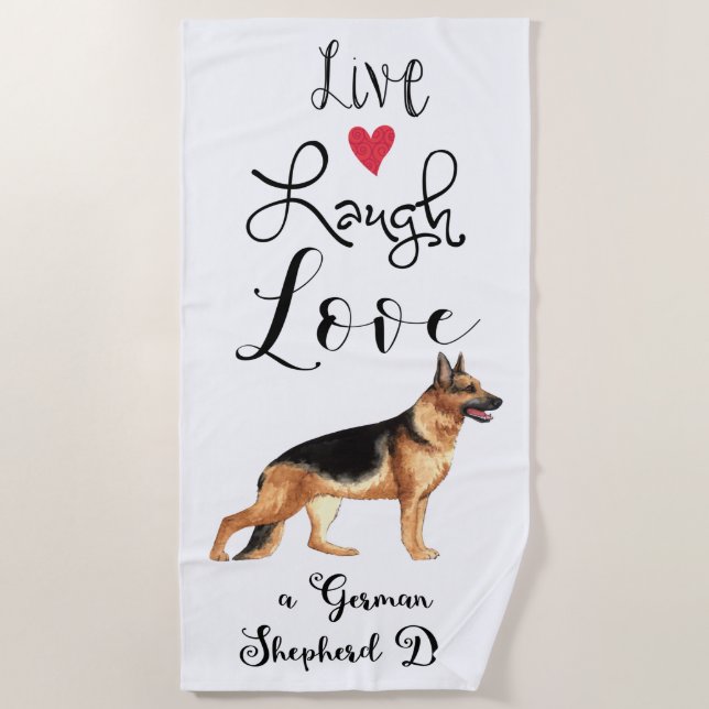Toalla De Playa Live Laugh Love a German Shepherd (Anverso)