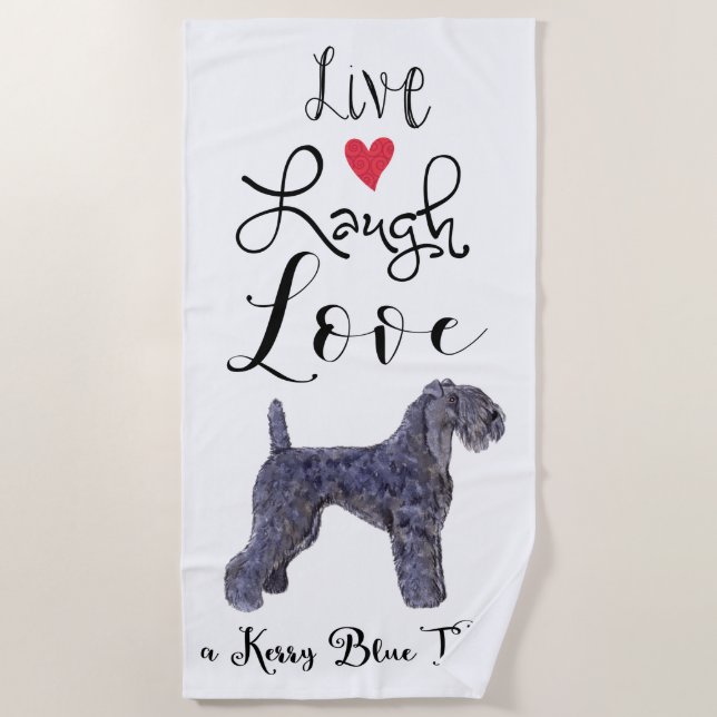 Toalla De Playa Live Laugh Love a Kerry Blue Terrier (Anverso)