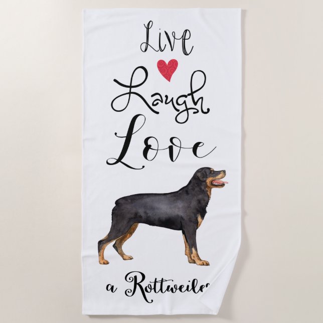 Toalla De Playa Live Laugh Love a Rottweiler (Anverso)