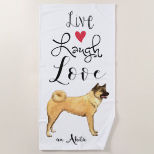 Toalla De Playa Live Laugh Love Akita