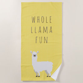 Toalla De Playa Llama a punto de polca amarilla y blanca