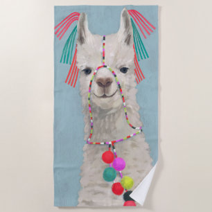 Toalla De Playa Llama adorada - Blanco
