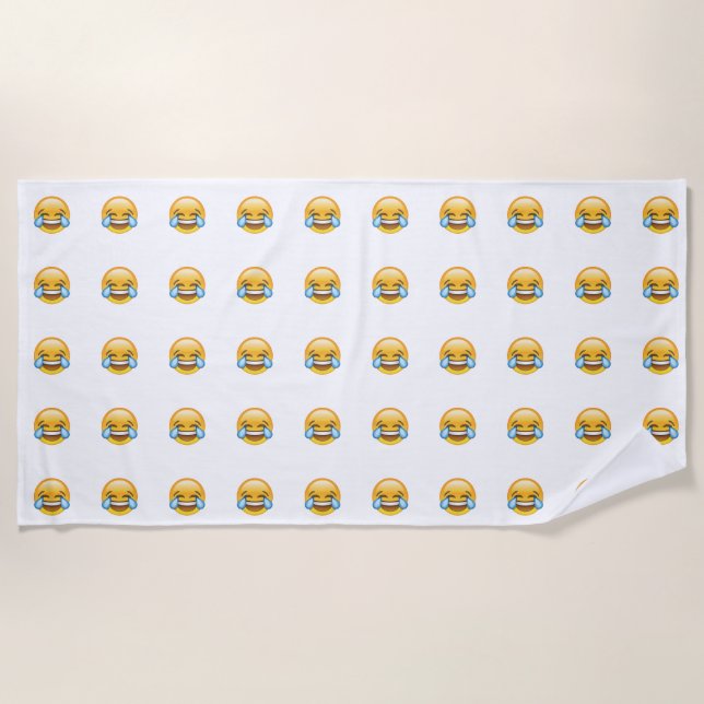 Toalla De Playa Llorando lágrimas de emoji de alegría (Anverso)