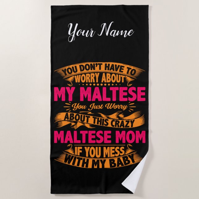 Toalla De Playa Loca Mamá Maltesa (Anverso)