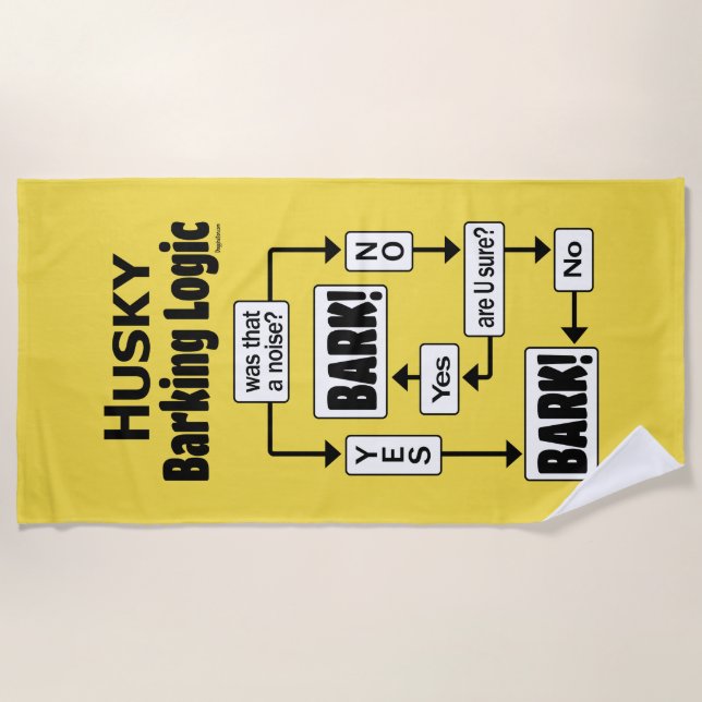 Toalla De Playa Lógica de ladrido Husky (Anverso)