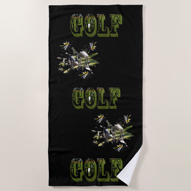 Toalla De Playa Logo de Green Dimensional Golf Picture, (Anverso)