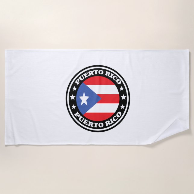 Toalla De Playa Logo de la Ronda Bandera Nacional de Puerto Rico (Anverso)