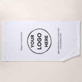 Toalla De Playa Logo de Personalizado blanco Textos Negocio Minima