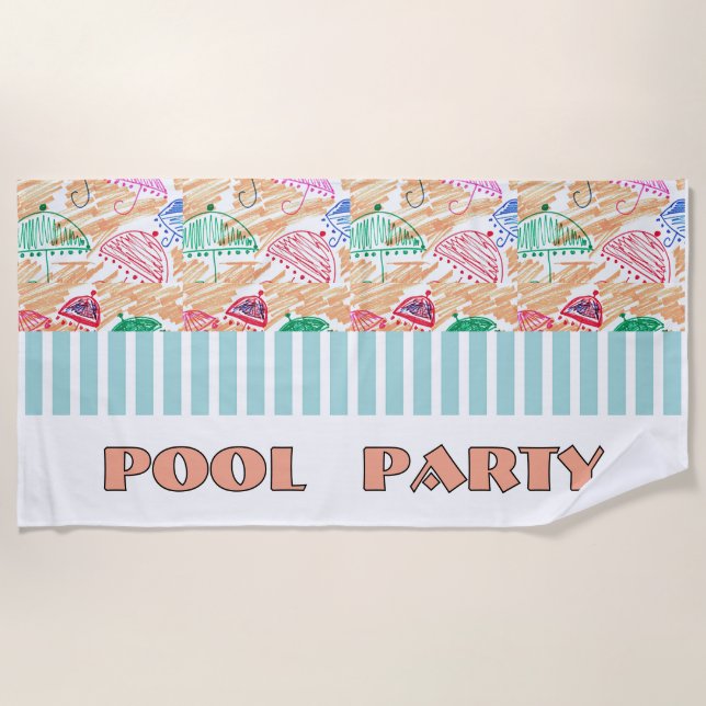 TOALLA DE PLAYA LOGO FIESTA DE PISCINA (Anverso)