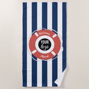 Toalla De Playa Logo Nautical Blue Strike Welcome Aboard
