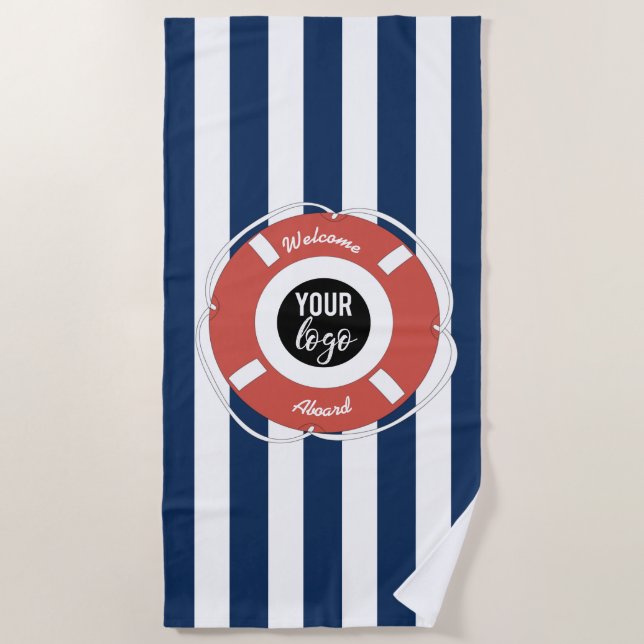 Toalla De Playa Logo Nautical Blue Strike Welcome Aboard (Anverso)