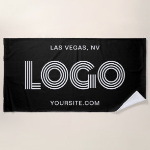 Toalla De Playa Logo rectangular moderno negro y blanco