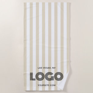 Toalla De Playa Logotipo de banda clásica beige y blanco