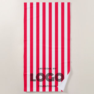 Toalla De Playa Logotipo de banda roja y blanca clásica