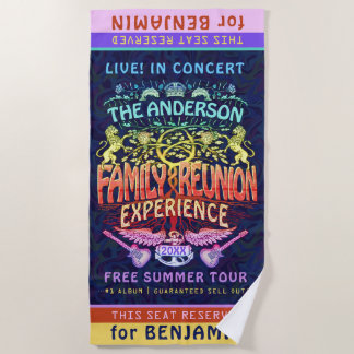 Toalla De Playa Logotipo de concierto de la banda de Reunión Famil