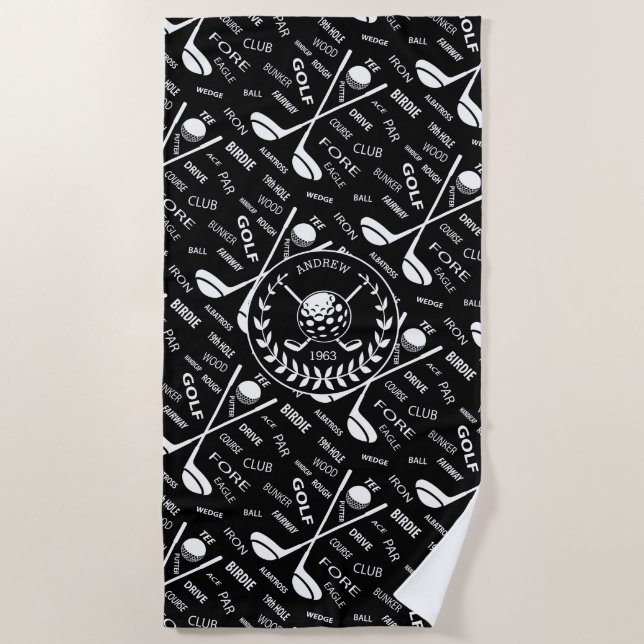 Toalla De Playa Logotipo elegante personalizado del golf del (Anverso)