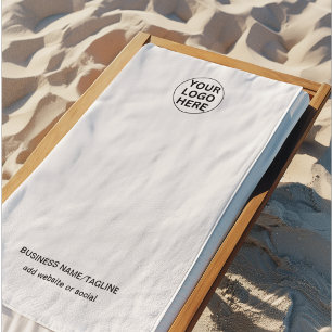 Toalla De Playa Logotipo y texto comercial en negro y blanco promo