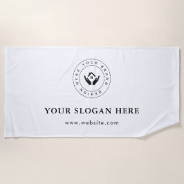 Toalla De Playa Logotipo y texto personalizados simples y minimali