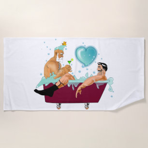 Toalla De Playa Los dos hombres gay de SlipperyJoe aman la bañera