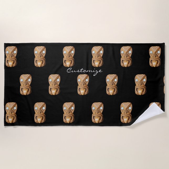 Toalla De Playa Los maoríes tallados se enfrentan a Thunder_Cove  (Anverso)