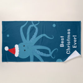 Toalla De Playa Los mejores Navidades Octopus Santa Blue