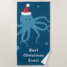 Toalla De Playa Los mejores Navidades Octopus Santa Blue