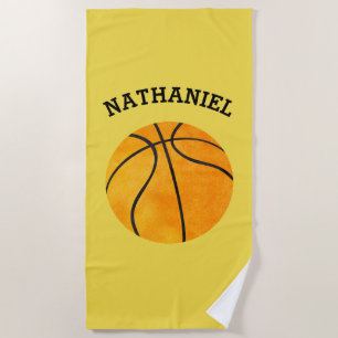 Toalla De Playa Los niños personalizaron amarillo anaranjado de