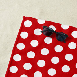 Toalla De Playa Los puntos de Polka Blanco en rojo