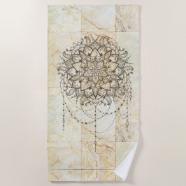 Toalla De Playa Lotus Mandala sobre Tan Marble