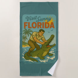 Toalla De Playa Lucha de Cocodrilos de Florida | Playa Retro Diver