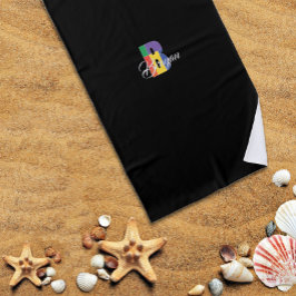 Toalla De Playa Lujoso negro con inicial B de lujo colorido más li