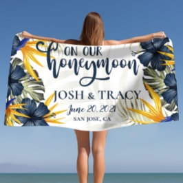 Toalla De Playa Luna de Miel Personalizada Tropical Chic