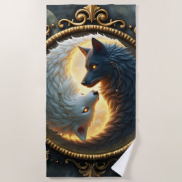 Toalla De Playa Lunar Balance – Where Shadows Embrace the Light. 